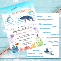 Moderne Unterwasser-Aquarell-Baby-Party