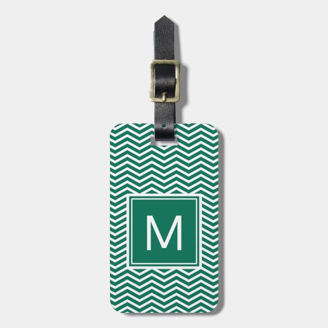 Moderne üppige grüne Sparren mit Monogramm Gepäckanhänger (Vorderseite vertikal)