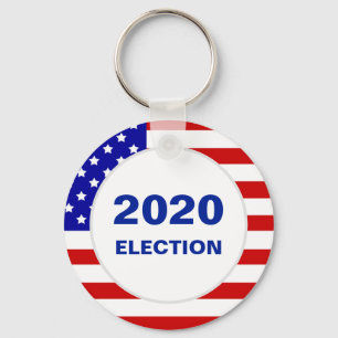 Moderne US-Flagge 2020 & bearbeitbarer Wahltext Schlüsselanhänger
