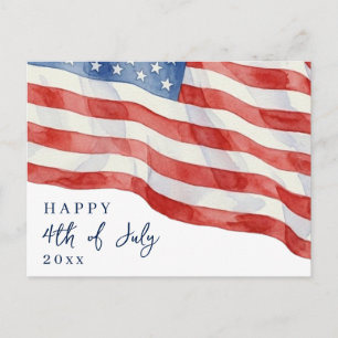 Moderne US-Wasserfarbenflagge 4. Juli Patriotisch Postkarte