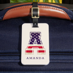 Moderne USA-Amerikanische Flagge Monogramm A Gepäckanhänger