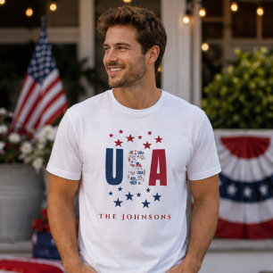 Moderne USA-Familien-Personalisierte Patriotische T-Shirt