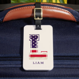 Moderne USA-Flagge Monogramm L Gepäckanhänger