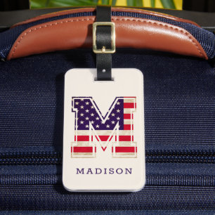 Moderne USA-Flagge Monogramm M Gepäckanhänger