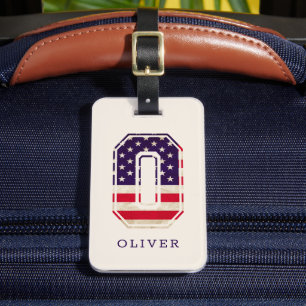 Moderne USA-Flagge Monogramm O Gepäckanhänger