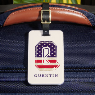Moderne USA-Flagge Monogramm Q Gepäckanhänger