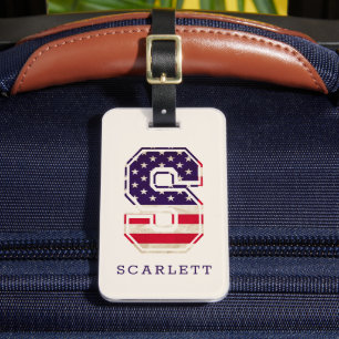 Moderne USA-Flagge Monogramm S Gepäckanhänger
