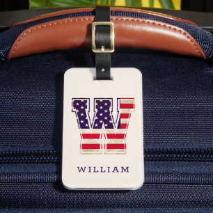 Moderne USA-Flagge Monogramm W Gepäckanhänger