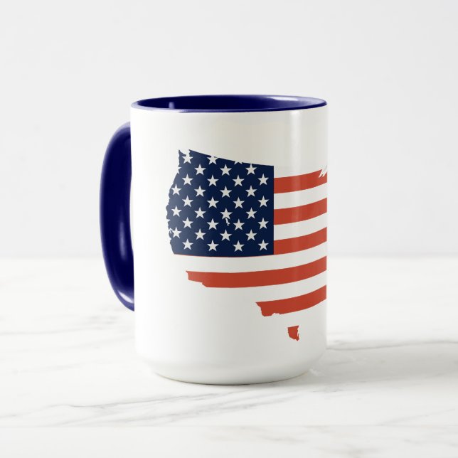 Moderne USA-Kartenskizze - Amerikanischer Stolz We Tasse (Vorderseite Links)