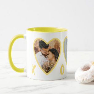 Moderne Valentine Gelbe Herzen Foto Tasse