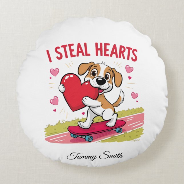 Moderne Valentinenkissen für Haustiere Rundes Kissen (Vorderseite)