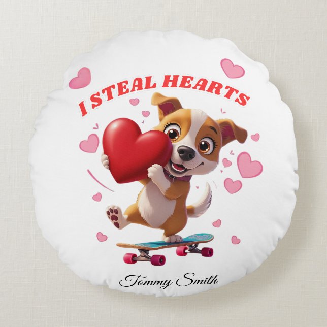 Moderne Valentinenkissen für Paare Rundes Kissen (Vorderseite)