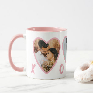 Moderne Valentines Blush Pink Hearts Foto Tasse