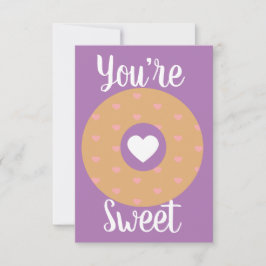 Moderne Valentines Hearts Donut Zuckerguss Lila Karte