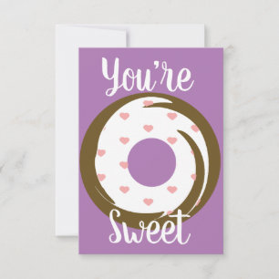 Moderne Valentines Hearts Donut Zuckerguss Lila Karte