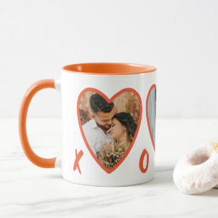 Moderne Valentines Orange Hearts Foto Tasse