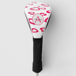 Moderne Valentinherzen mit Monogramm und Namen Golf Headcover