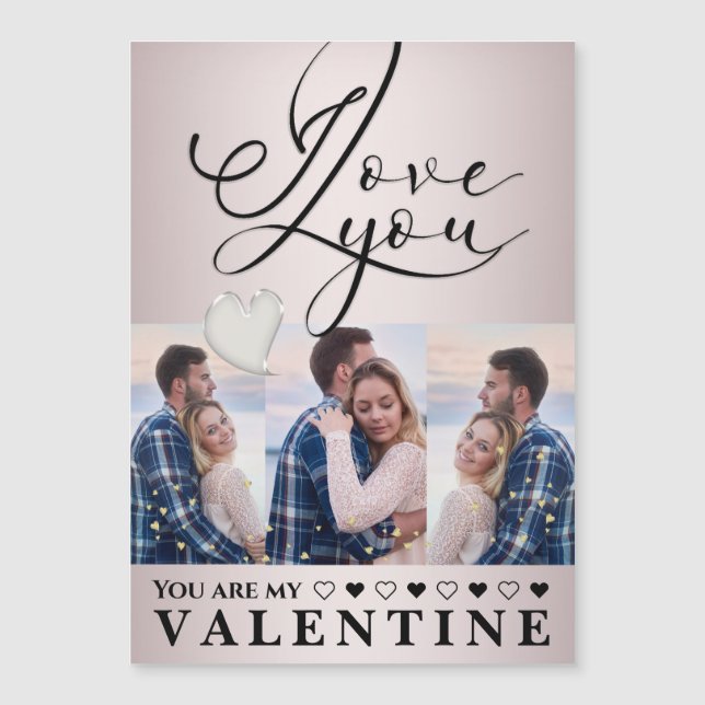 Moderne Valentinstag-Fotocollage Magnetkarte (Vorderseite)