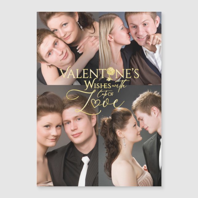 Moderne Valentinstag-Fotocollage Magnetkarte (Vorderseite)