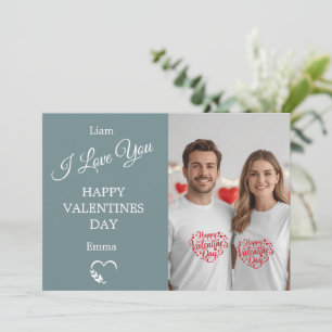Moderne Valentinstag-Fotokarte – Schiefergrau Dankeskarte