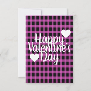 Moderne Valentinstag Herz Rosa Schwarz Kariert Karte