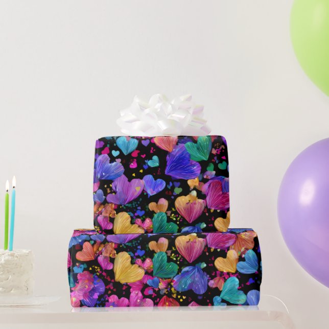 Moderne Valentinstag-Verpackung – Abstrakte Farben Geschenkpapier (Partygeschenke)
