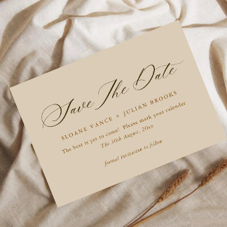 Moderne Vanilla-Typografie Save the Date Karte