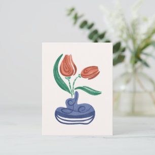 Moderne Vase mit Tulips Floral Still Life Art Feiertagspostkarte