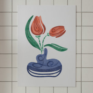 Moderne Vase mit Tulips Floral Still Life Art Poster