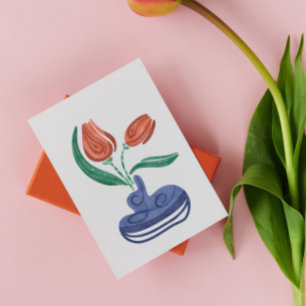 Moderne Vase mit Tulips   Floral Still Life Art Postkarte