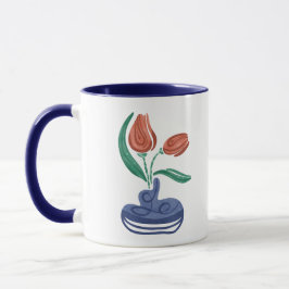 Moderne Vase mit Tulips | Floral Still Life Art Tasse