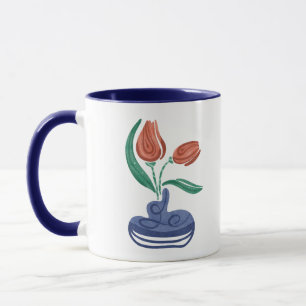 Moderne Vase mit Tulips Floral Still Life Art Tasse
