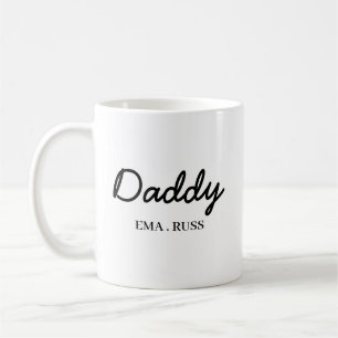 Moderne Vater-Kinder-Namen Vatertag-Script-Design Kaffeetasse