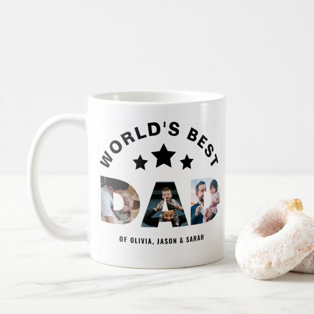 Moderne Vater Star 3 FotoCollage Kaffeetasse (Mit Donut)