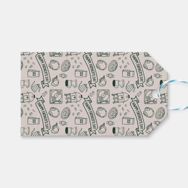 Moderne Vater-Tag-Doodle-Schablone Millennial-Dad Geschenkanhänger (Vorderseite (Horizontal))