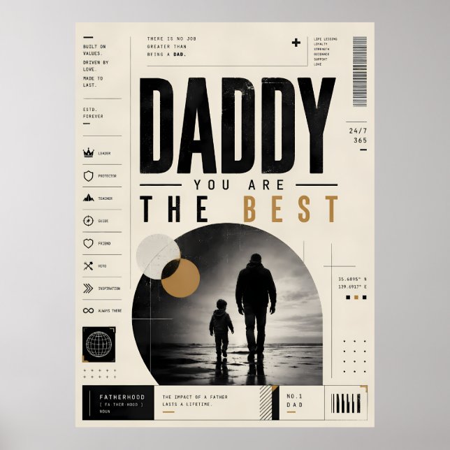 Moderne Väterlichkeit-Typografie-Wandposter Poster (Vorne)