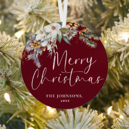 Moderne Vegetation Frohe Weihnachtsfamilie Foto Ro Ornament Aus Metall