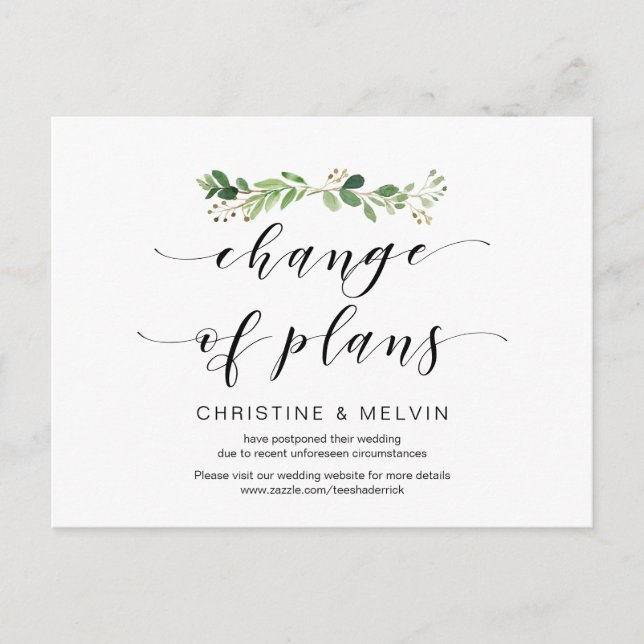 Moderne Vegetation, Planänderung verschoben Postkarte (Vorderseite)