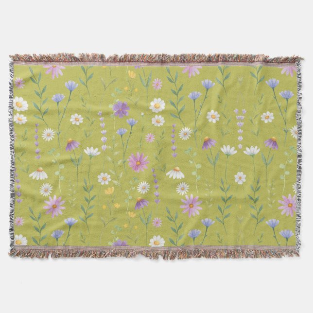 Moderne Vegetation Wasserfarben Rustikale Botanisc Decke (Vorderseite)