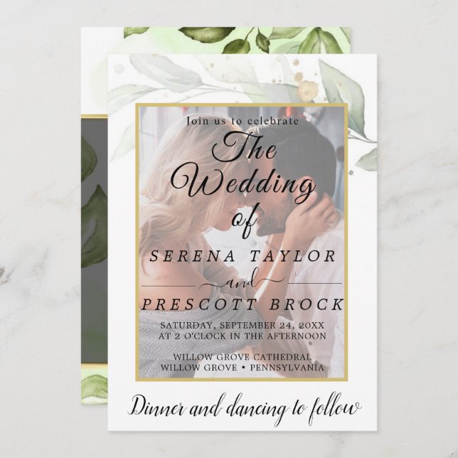 Moderne Vellum Overlay-Einladung zur Hochzeit Einladung (Vorne/Hinten)