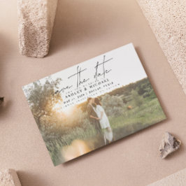 Moderne Vellum Typografie 2 Foto Hochzeit Save The Date