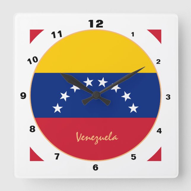 Moderne venezolanische Flagge, Venezuela Zuhause / Quadratische Wanduhr (Vorderseite)