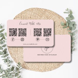 Moderne Verbindung mit QR Code Social Media rosa Visitenkarte