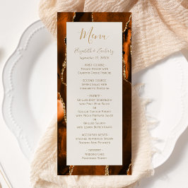 Moderne verbrannte Orange Gold Achat Elfenbein Hoc Menükarte