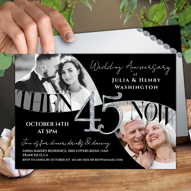 Moderne Verfeinerte 45. Hochzeitstag Einladung (Von Creator hochgeladen)