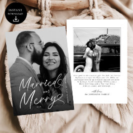 Moderne Verheiratete und frohe Weihnachtsschrift Feiertagskarte