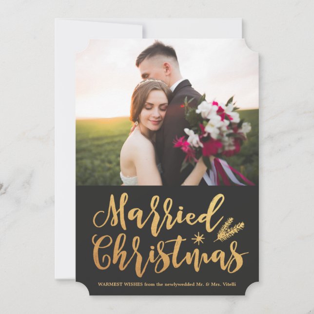 Moderne Verheiratete Weihnachten | Pine Gold Foto (Vorderseite)