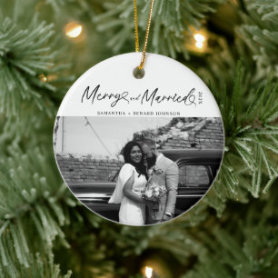 Moderne, Verheiratete Weihnachtsschrift Keramik Ornament