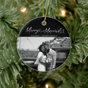 Moderne, Verheiratete Weihnachtsschrift Keramik Ornament