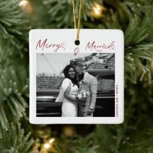 Moderne, Verheiratete Weihnachtsschrift Keramikornament